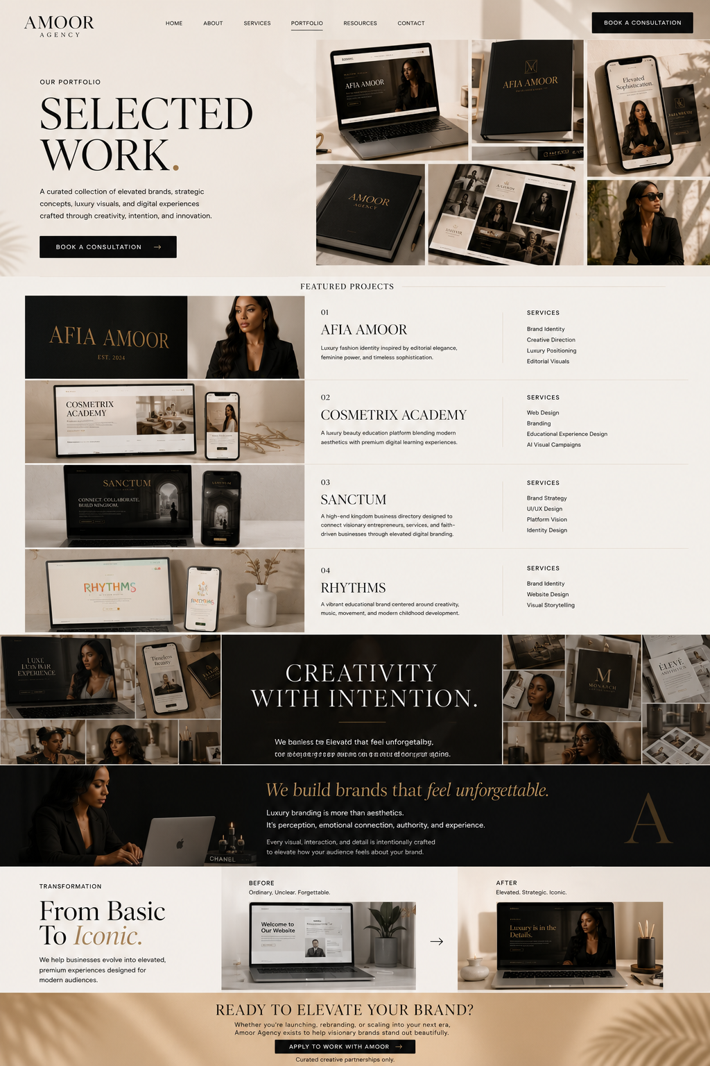 Amoor Agency portfolio preview